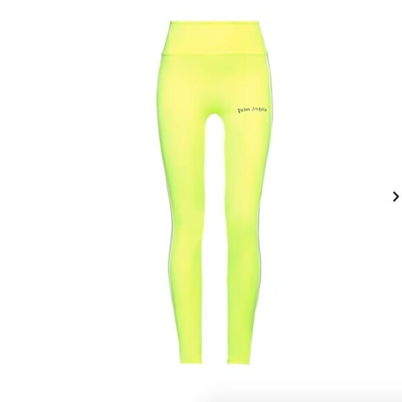 Palm Angels Side Stripe Logo Track Leggings Fluorescent Yellow Size S - Picture 2 of 6